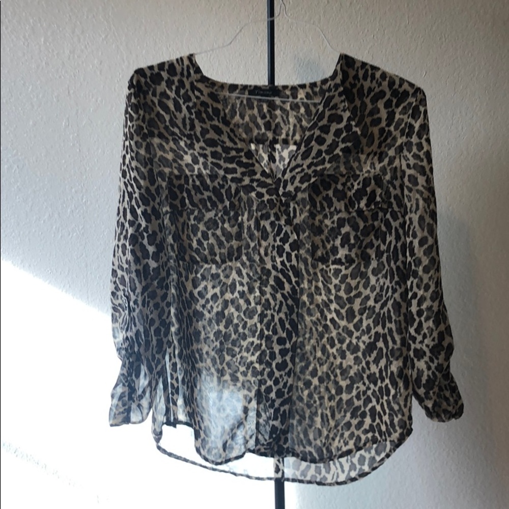 Cheetah button down blouse